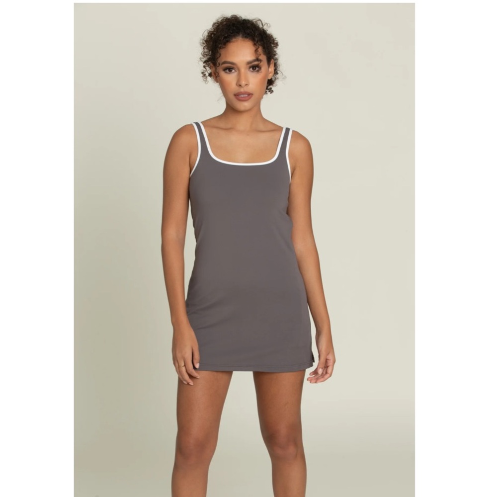 Gold Hinge Charcoal Open Back Active/Tennis Dress